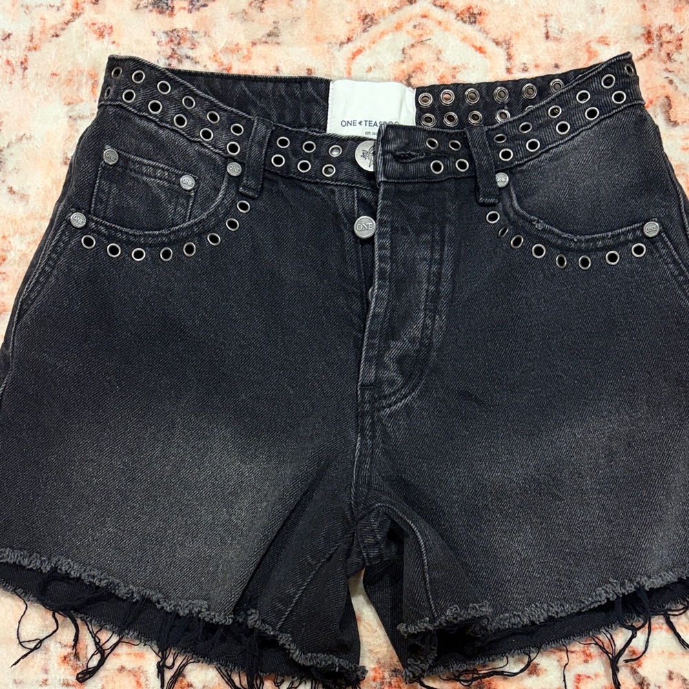 One Teaspoon Charcoal Grommet Jean Shorts